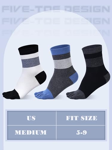 Image of Fourluoo 6 Pairs Women Cotton Athletic Toe Socks