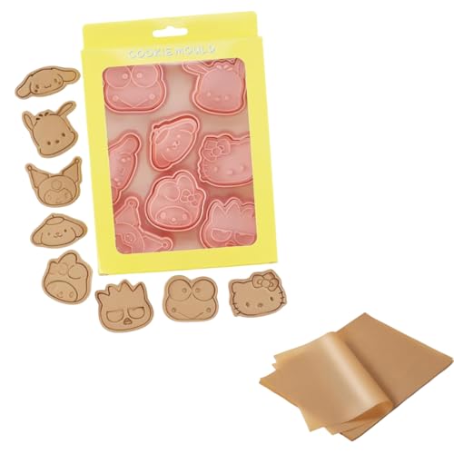 Cute KITTY Cat Cookie Cutter Set, 8 Cartoon Emboiled Cookie Cutter Set, DIY Baked Cake, Sugar, Pastry, Baking Supplies (Including Parchment Paper)