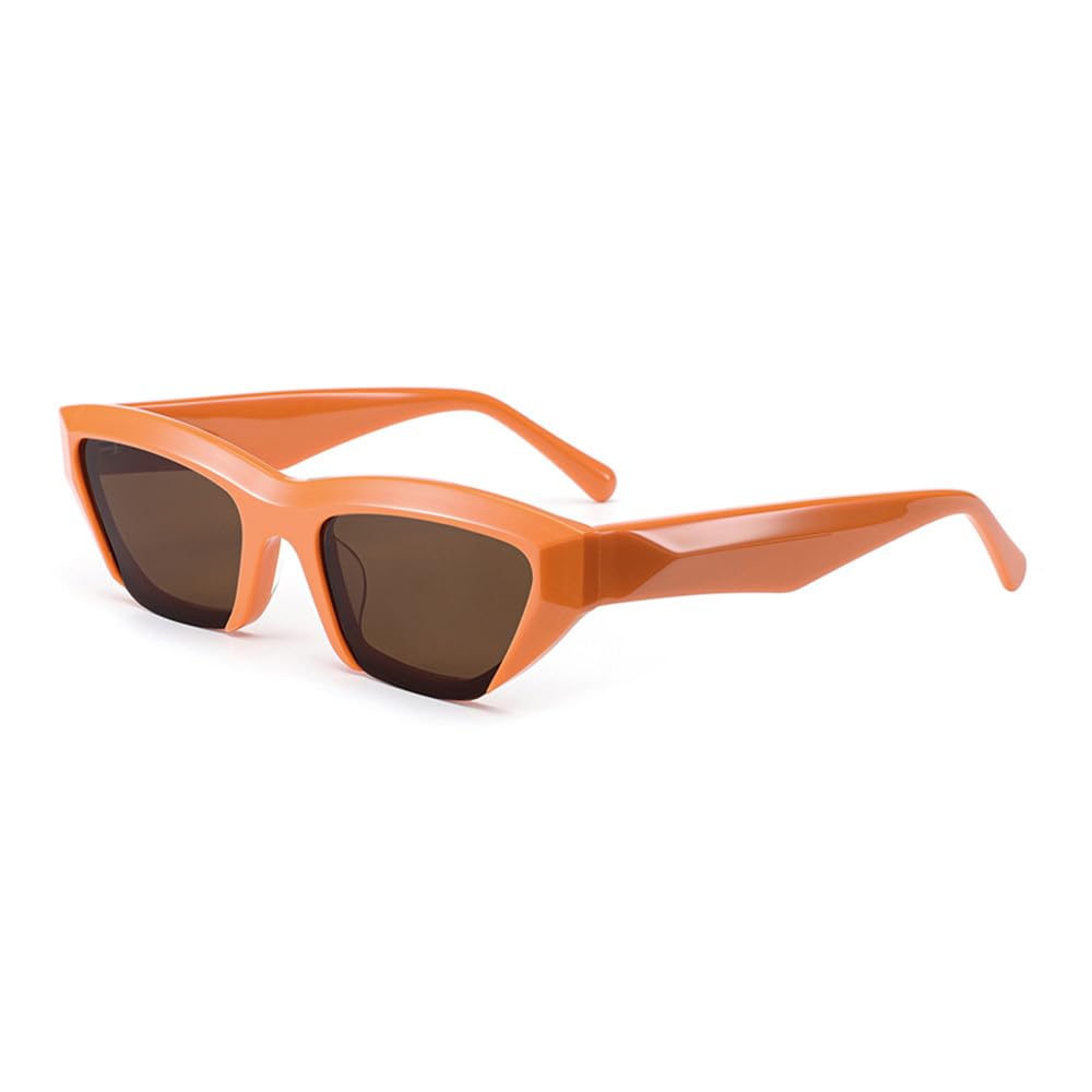 Abgeschrägter Acetat-Cat-Eye-Sonnenbrillen-Outfit für Damen, polarisierte Sonnenbrille für Herren, glänzendes Schwarz