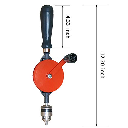 Frylr Hand Drill Speedy Powerful Manual Hand Crank Drill 3/8 inch(0.8MM-1.8MM) With S/S cast 3 Jaw Chucks, ABS Anti Slip Handle