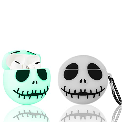 KAKUYI Airpods Pro Coque Housse Étui Protecteur Silicone Cover Compatible pour AirPods Pro, Coque Jolie et Mignonne , 3D Design Case Cover (Crâne Lumineux) Cover