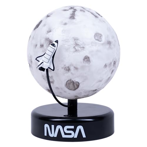 Fizz Creations NASA Inspired Moon Mood Light. Features a Realistic Cratered Effect and a Gentle Orbiting Rocket. Battery Powered. Portable. NASA Inspired Space Merchandise from