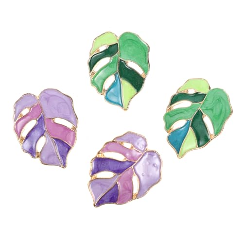 Alasum 2組 モンステライヤリング レディース 軽量ダングル 彩色滴油リーフ ピアス 皮膚に優しい快適装着 ファッショナブル に