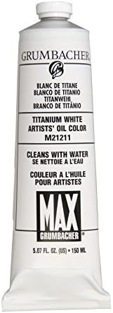Grumbacher Max Water Miscible Oil Paint, 150ml/5.07 oz, Titanium White