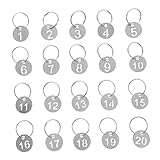 Beavorty 20stücke Edelstahl Nummern Tags Runde Schlüsselanhänger Etiketten Mit Ring Schlüsselorganisation Klassifizierung Praktisch Für Hotel Büro Fitnesscenter Mehr