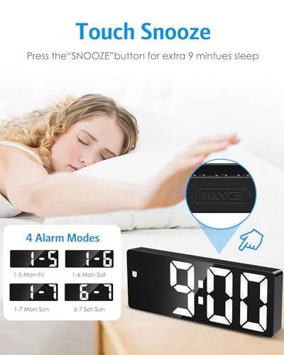 Image of AMIR Digital Alarm Clock, LED Clock for Bedroom, Electronic Desk Clock with Type-C Port Adjustable Brightness DST Snooze 12 /24H Display for Home Office