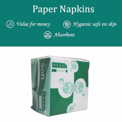 Image of Kosher Regal Paper Napkin /Tissue Paper Napkin | 75 Sheets Each X Pack of 5 (Total 375 Sheets) | Ultra Soft, High Strength and Quick Absorbent Paper Napkin