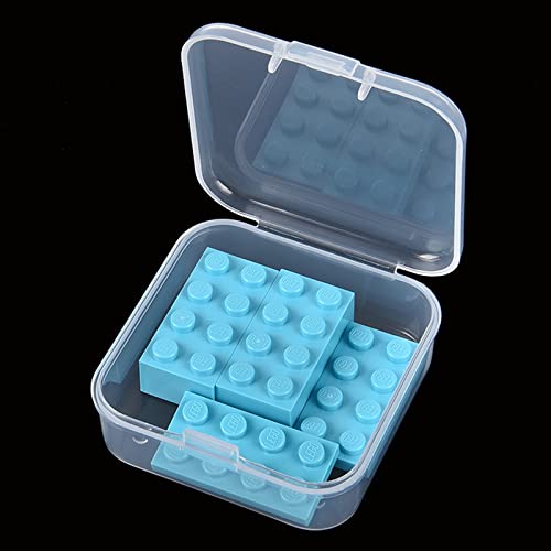 Image of Goodma 100 Pieces Square Mini Clear Plastic Storage Box 2.16x2.16x0.79 in | Empty, Hinged Lids, For Small Items, Craft Projects