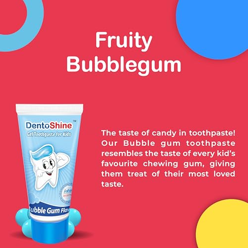 Image of DentoShine Gel Toothpaste for Kids | Pack of 3 (3, Bubblegum) | IDA Accepted