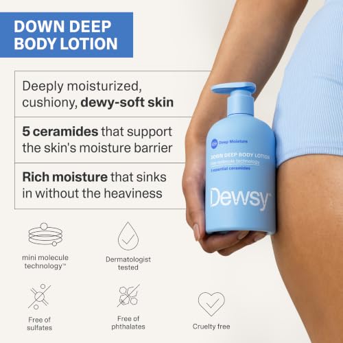 Image of Down Deep Ceramide Body Lotion for Dry Skin, Scented, Hydrating Body Moisturizer with 5 Ceramides and Mini Molecule Technology, Fast-Absorbing Facial-Grade Skincare, 16 oz