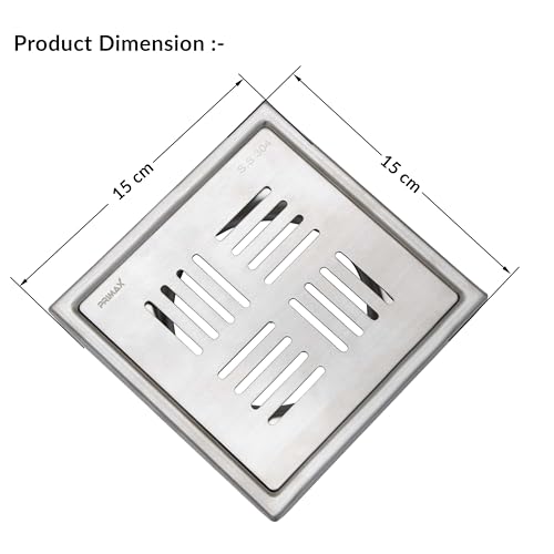 Image of Plantex (Primax) 304 Grade Stainless Steel Drain Cover /Bathroom Drain Cover /Bathroom Drain Jali /Floor Trap for Bathroom and Kitchen-6x6 inch (Matt)