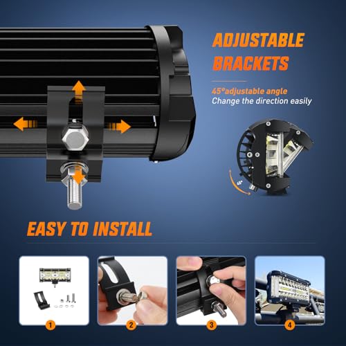 Image of Nilight Side Shooter Light Bar 7 Inch | Triple Row Design, Spot Flood Combo Work Off Road Lighting on Truck SUV ATV UTV