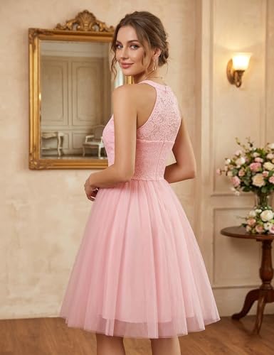 Image of Dressystar Women's Sequin Short Prom Dress Sparkly Halter Tulle Cocktail Party Homecoming Dresses