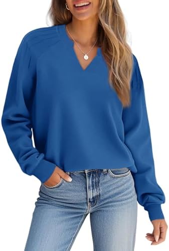 Sweatshirt For Women Casual Raglan Long Sleeve V Neck Pullover Sweatshirts Cute Lightweight Fall Clothes Tunic Tops