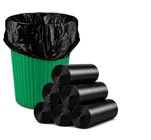 Image of Small Black Garbage Bags 17x19 Inch Trash Bags for Dry & Wet Waste, 180 Bags (6 Roll)