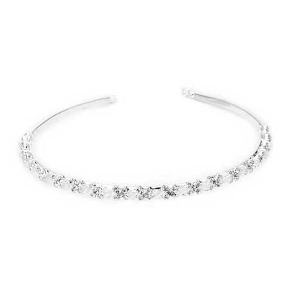 skyllcSilver Plated Crystal Bride Headband Tiara Hair Head Alice Band Party Lady