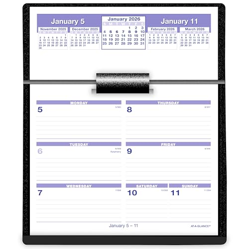Calendrier de bureau 2026 hebdomadaire avec base compacte AT-A-GLANCE