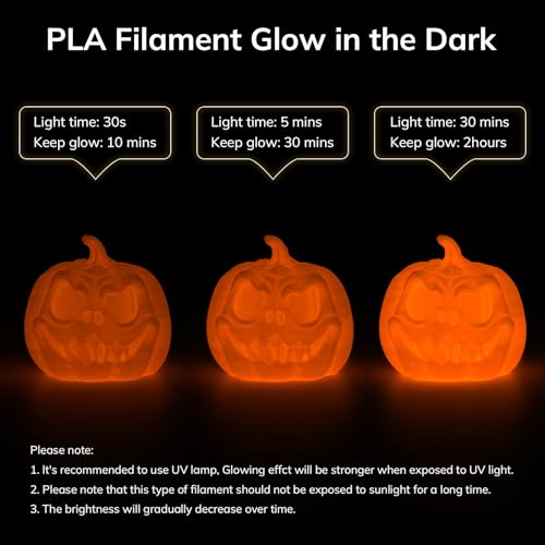 Image of AMOLEN 3D PLA Printer Filament, 1.75mm Glow in The Dark Orange PLA Filament for 3D Printing, Best with UV Lamps, 1kg Spool (2.2lbs), Dimensional Accuracy + /- 0.02 mm, Fit Most FDM 3D Printers