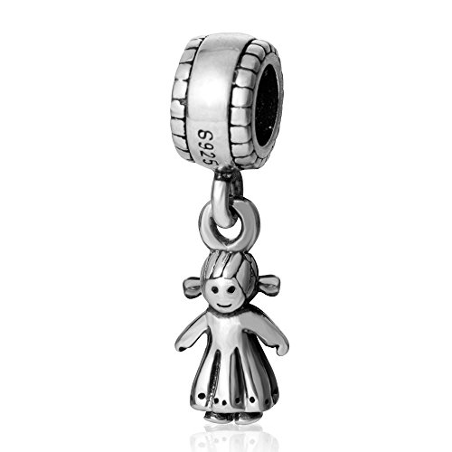 SoulBead Little Boy&Girl Authentic 925 Sterling Silver Charm Beads for Charms Bracelet (Dangle Girl)