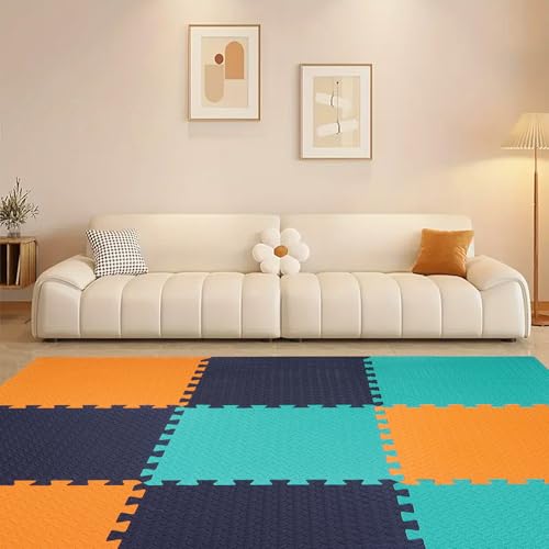 Image of EASYHOME Interlocking Mat - 12mm Thick | 60x60cm 9 Tiles (36 Sq Ft Area) for Kids | Soft & Protective Puzzle Mat for Baby Crawling, Playroom & Exercise