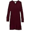 Amazon-Essentials-Womens-Soft-Ribbed-Long-Sleeve-V-Neck-Knee-Length-Classic-Fit-Sweater-Dress Amazon Essentials Women's Soft Ribbed Long-Sleeve V-Neck Knee Length Classic-Fit Sweater Dress, Burgundy, Large