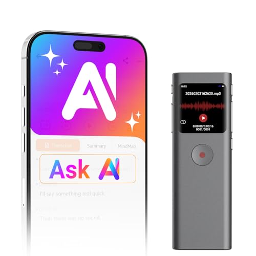 AI Digital Voice Recorder with Transcribe & Summarize, AI Note Taker for Meeting & Lectures, Voice...