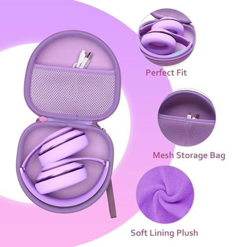 Image of Headphone Headset Case for JLab JBuds Lux ANC /JLab Go Lux ANC /Lorelei X8 /Beats /JBL /TOZO /BERIBES /Picun /KVIDIO Noise Cancelling Over-Ear Foldable Headphones (Purple)