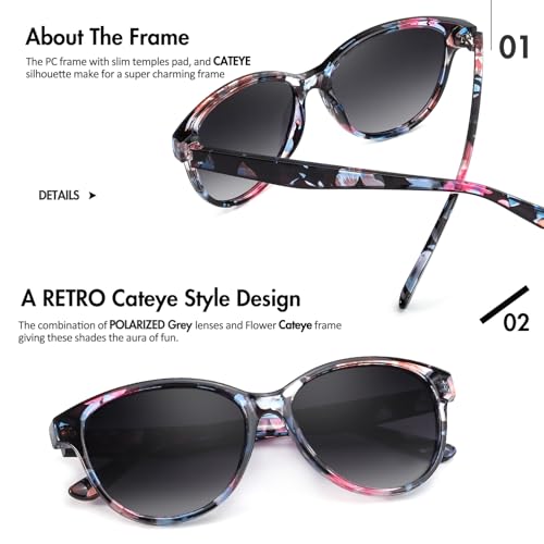 SIPHEW Vintage Round Polarized Sunglasses for Women,Trendy Retro Designer Sunglasses w UV Protection for Outdoor/Medium Fit2