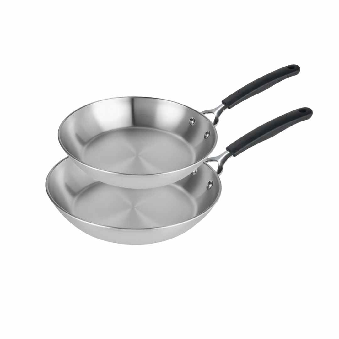 Prestige Made to Last Uncoated Stainless Steel Frying Pan Set 21cm & 29cm – Non-Toxic, Induction Compatible, Dishwasher & Oven Safe