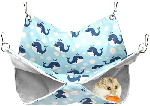 DOMI PRO Hamac pour Petit Animal, Hamac pour Cage de Petit Animal de Compagnie, Hamac Rongeur, Double Couche, pour Chinchillas, Furets, Écureuils et Petits Animaux (Baleine) Cover