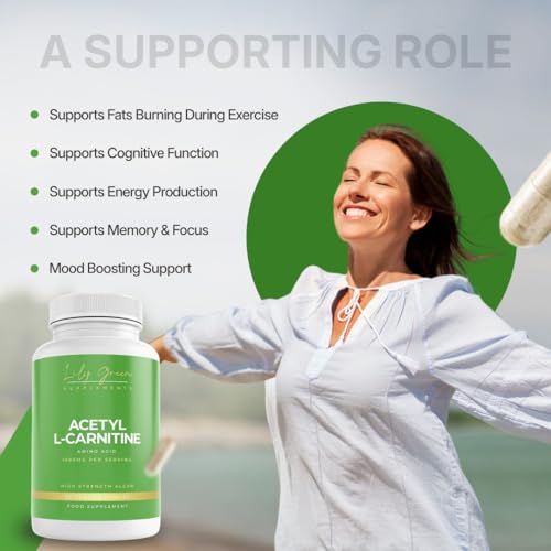 Lily Green Acetyl l Carnitine Capsules | 1000mg Per Serving Acetyl-l-Carnitine Nutritional Supplements | High Strength ALCAR | Non-GMO & No Artificial Fillers | 90 Vegan Capsules | Made in UK - Image 4