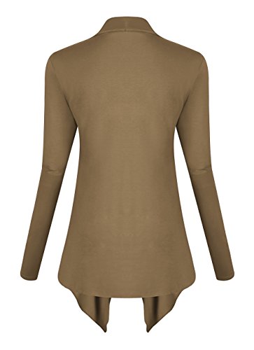 Urban CoCo Women's Drape Front Open Cardigan Long Sleeve Irregular Hem (M, Camel)