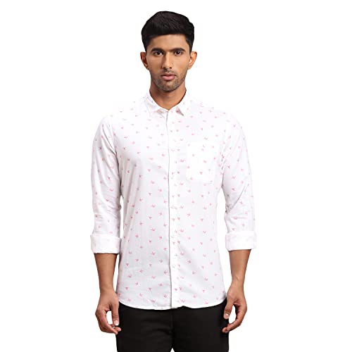Image of Colorplus Men's Pure Cotton Print Pattern Contemporary Fit Regular Collar Full Sleeve Casual Shirt