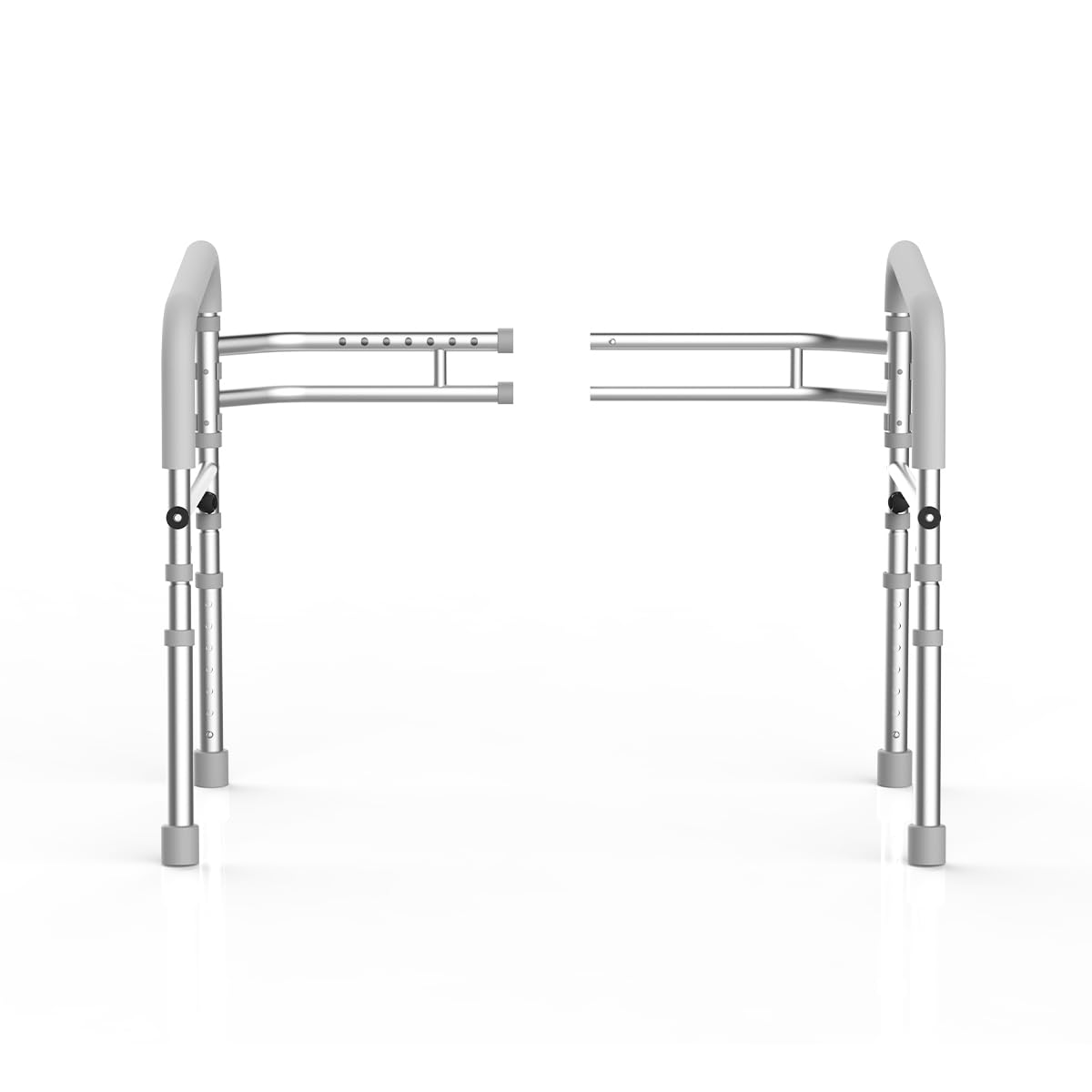 Maniglione WC Regolabile Omnidirezionale - Supporto Sicurezza Fisso con Braccioli，Telaio in Alluminio da Terra per Anziani & Disabili