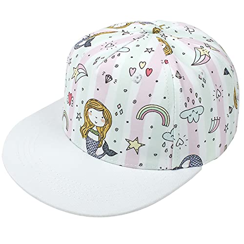 Sirène Blanc Casquette de Baseball Bébé Enfant Casquette de Soleil Réglable Été Extérieur Visière Chapeau de Sport pour 4-8 Ans Garçon Fille Cover