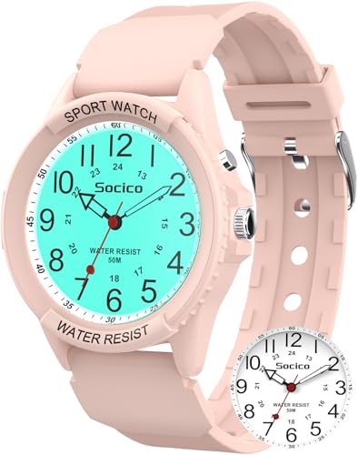 SOCICO Watch for Men Women Big Face Classic Analog Quartz Sports Backlight Unisex Waterproof Nurse...