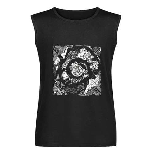 Spiral Into Horror Uzumaki Junji Ito Uzumaki Mens T-Shirt Unisex Sleeveless Tops Black Vest Tank Tee XL
