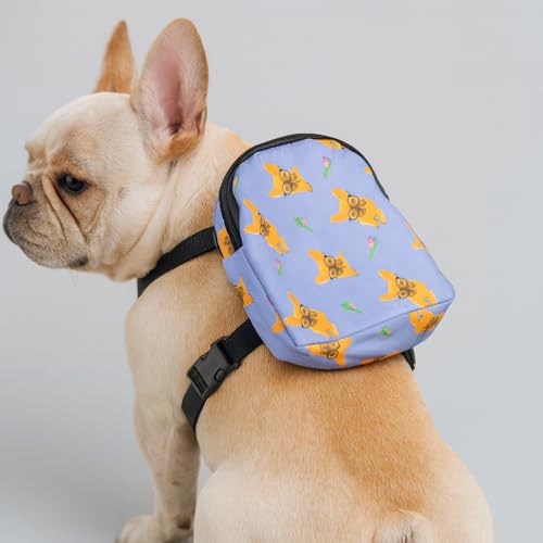 Coleira Peitoral Mochila Pack Bag Mini para Cães - Ajustável para Cachorros Mini e Filhotes - Coloridas e Estampadas