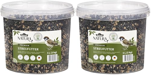 Dehner Natura Premium Wildvogelfutter, Streufutter, Ganzjahresfutter proteinreich/energiereich, hochwertiges Vogelfutter für Wildvögel, im Eimer, 3 kg (5 l) (Packung mit 2)