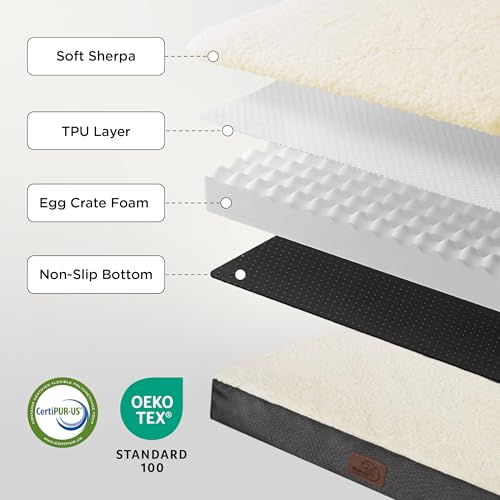 Bedsure Dog Beds Large Sized Dog - Orthopedic Flat Pet Beds with Removable Washable Cover, Egg Crate Foam Puppy Mat, Suitable for Pet Up to 65 lbs - Image 6
