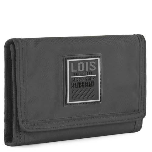 Lois - Cartera Juvenil Negro De Lona Resistente para Chico Deporte Casual con Bolsillo Monedero Cremallera Ideal para Adolescente Y Jovenes Lois - Cartera Juvenil Negro De Lona Resistente para Chico Deporte Casual con Bolsillo Monedero Cremallera Ideal para Adolescente Y Jovenes
