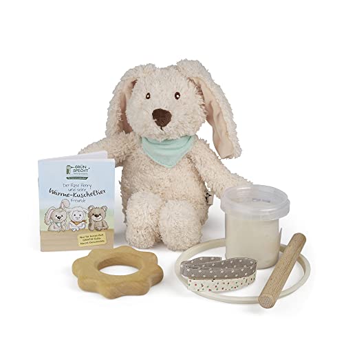 GRÜNSPECHT Kuschel-Box für Babys mit Wärme-Kuscheltier, Holzgreifling, Bio-Abdruckset & Geschichte zum Vorlesen, Geschenk Geburt, Babyparty (GB-006)