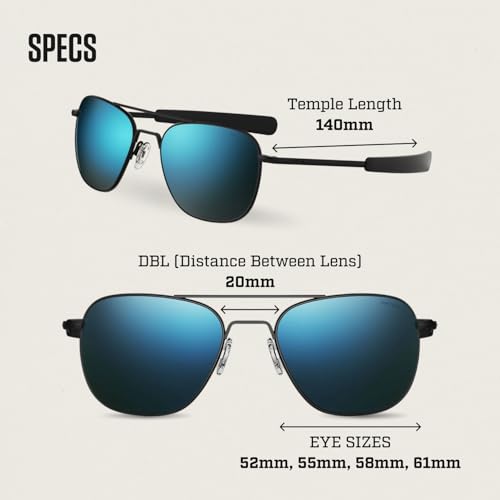 Image of Randolph Eyewear Classic Aviator Sunglasses for Men and Women - Aviator Glasses Non-Polarized and UV Protection Sunglasses