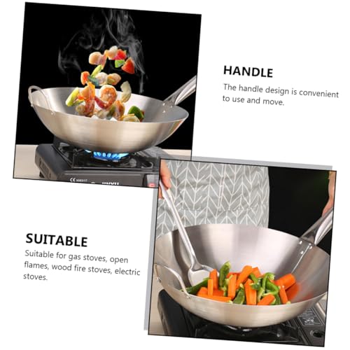 Wok redondo con mango y fondo redondo de acero inoxidable miniatura 2