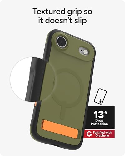 Image of ZAGG Sedona Snap Case with Kickstand for iPhone Air - Green Sea Kelp, Drop Protection (13ft /4m), Multi-Layer Protection, with Camera Button, MagSafe Phone Case with Impact-Absorbing Bumpers