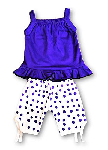 Image of Baby Girls Summer Dress Suits Printed Cotton Top & Capri (Pack of 6 (3 Tops + 3 Polka Pants) Size 0 Months up to 2 Years