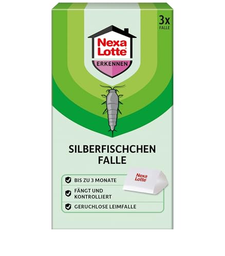 Nexa Lotte Silberfischchen Falle, 3 Stück, insektizidfrei, hochwirksam, feuchtigkeitsbeständig, ideal für Küche und Bad, bis zu 3 Monate Schutz
