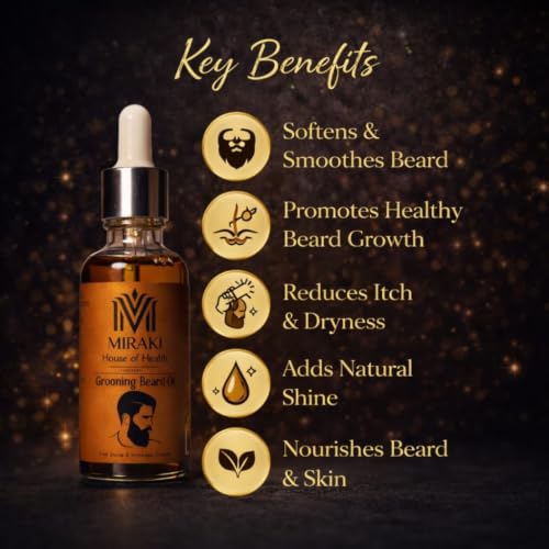 Image of Miraki Men Grooming Beard Oil for Shine and Growth, 30ML