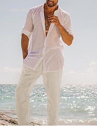 Men's Casual Cotton Linen Drawstring Pants Breathable Summer Beach Pants2