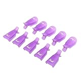 Tongshi 10PC Arte de uñas de Plástico Empapa del Clip de Cápsula de Gel UV Herramienta de Envoltura de Removedor de Esmalte (Morado)